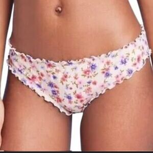 -🏝️Shade & Shore Women's White/Floral Multi Swimwear Bottoms Medium- (8-10)As Is